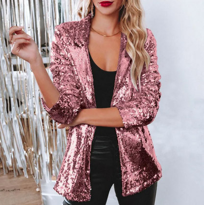 Variant image for Damen-Glitzer-Blazer, eleganter Materialmix, Winter-25