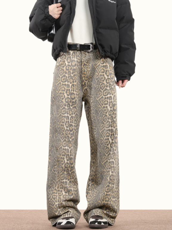 Damen-Jeans Leopardenmuster Trendy Hochwertiger Denim-1