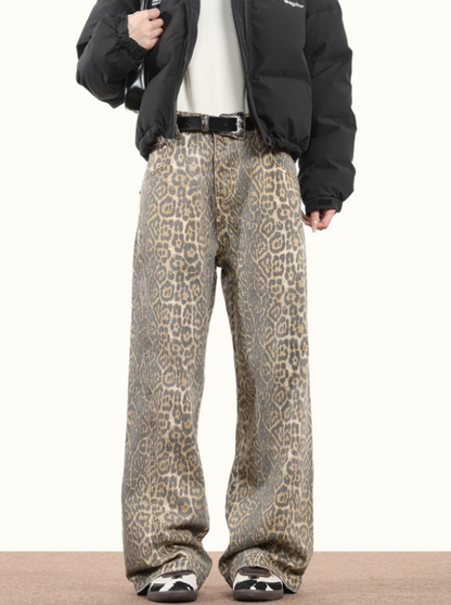 Damen-Jeans Leopardenmuster Trendy Hochwertiger Denim-1