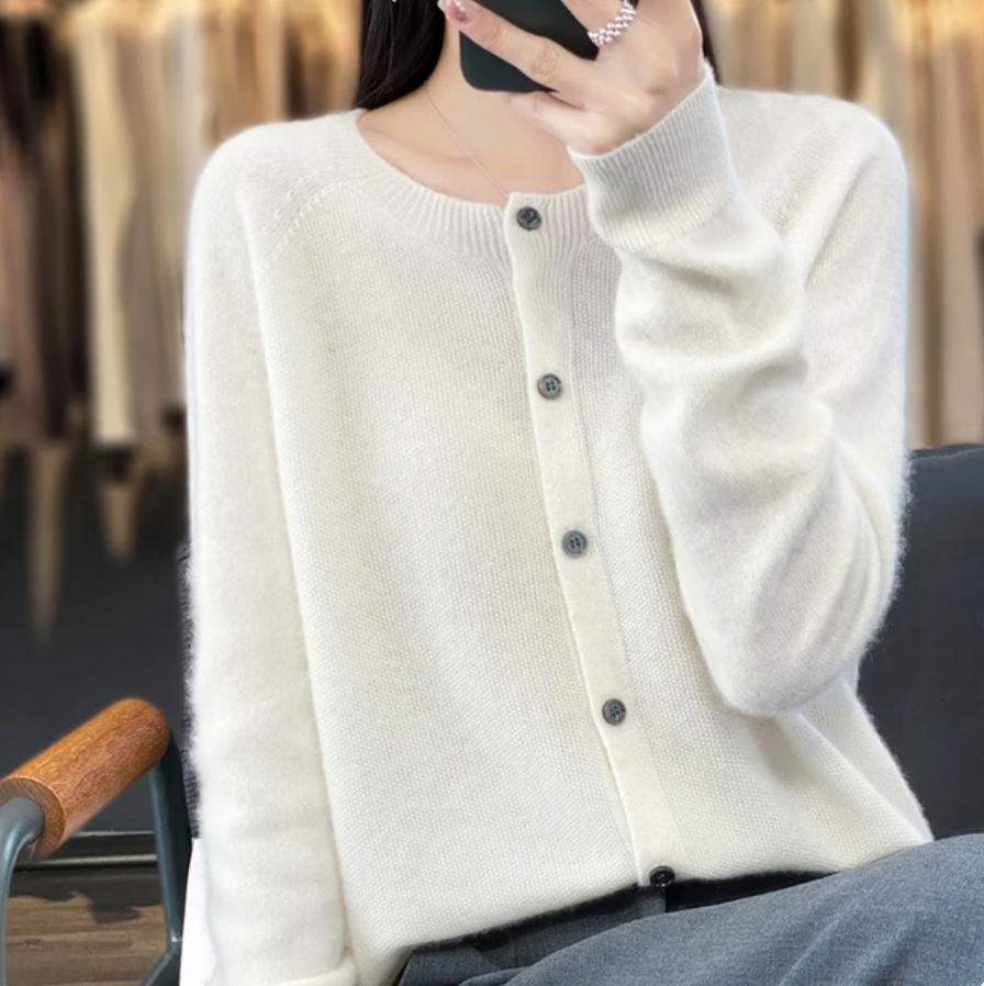 Damen-Wollcardigan, klassischer Stil, 100% Wolle-4