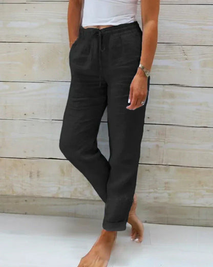 Stylische Damenhosen mit Gummibund – leichte Leinenhosen aus Baumwolle für Alltag und Fest 4