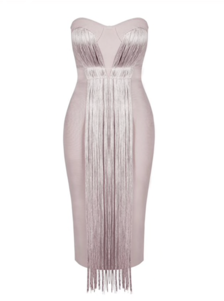 Damen Bandage-Kleid Eng Elastisch mit Fransen und Quasten 4