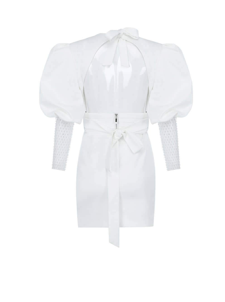 Damen-Minikleid, tiefer Ausschnitt, glitzernde Polyester-Mischung 2