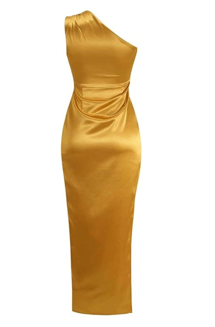 Damen-Maxikleid, Seide, hoher Schlitz, elegantes langes Kleid-3
