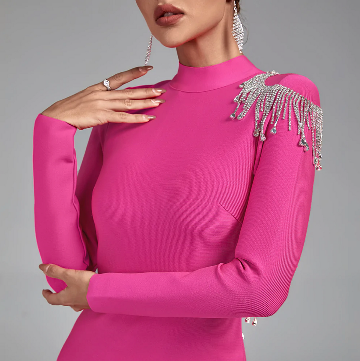 Maxikleid Damen Langarm Offener Rücken Viskose-5