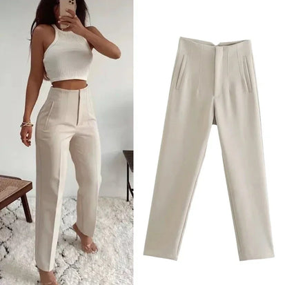 Damen-High-Waist-Hose Lässiger Stil Stretchmaterial-4