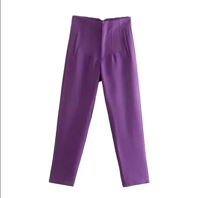 Variant image for Damen-High-Waist-Hose Lässiger Stil Stretchmaterial-36