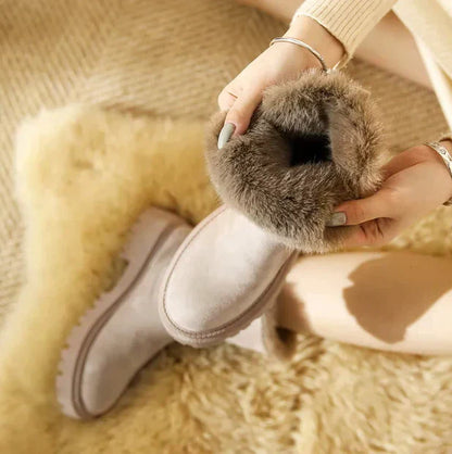 Gefütterte Damen-Winterstiefel, bequemes Design, Gummi-3