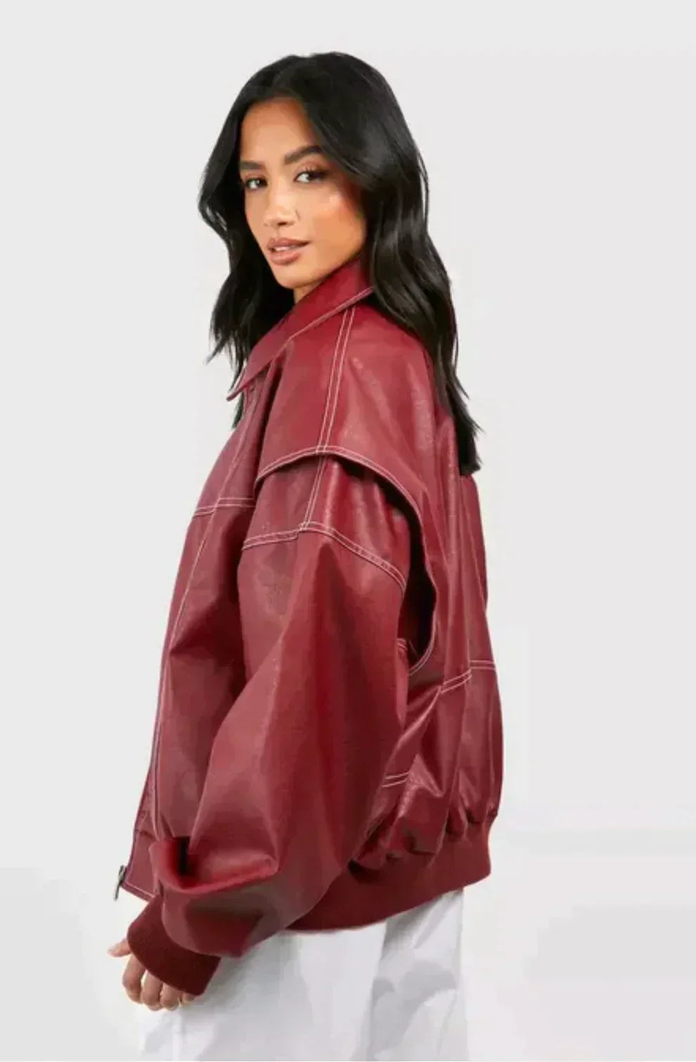 Jacke, Oversized, aus Leder, für Damen 2