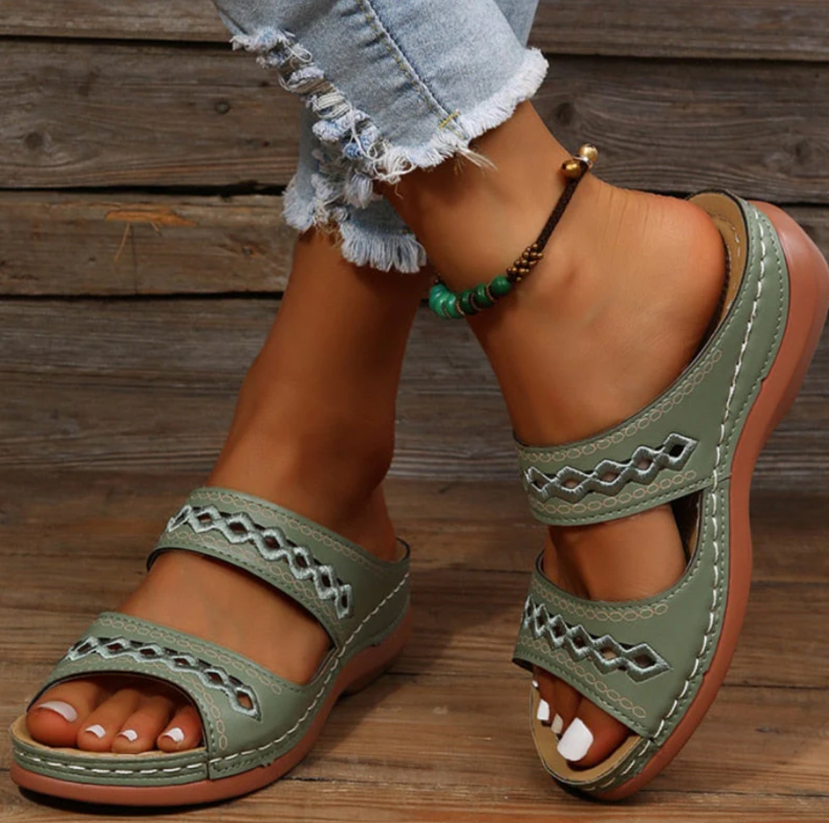 Damen-Sandalen, ergonomisches Design, hohe Qualität, Leder und Synthetikmaterial-6