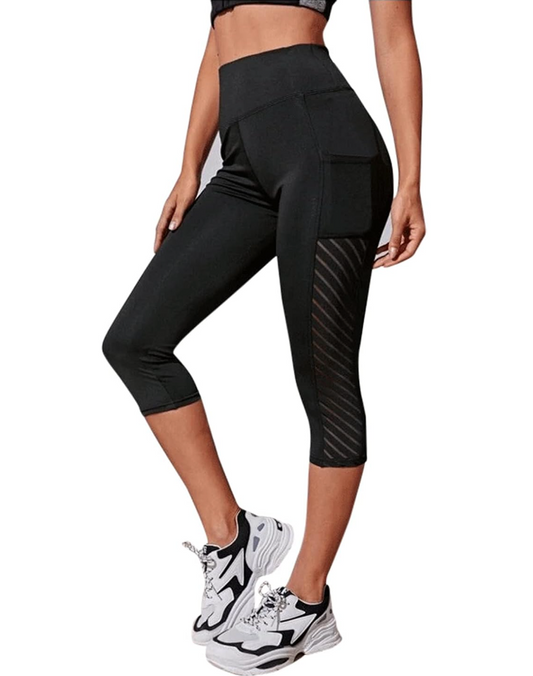 Damen-Sport-Leggings, Netz-Paneele, Stretchmaterial-1