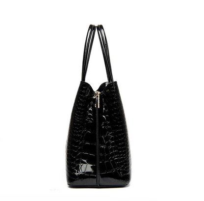 Damen-Handtasche, Krokodildruck, Leder, geräumig, elegant-3
