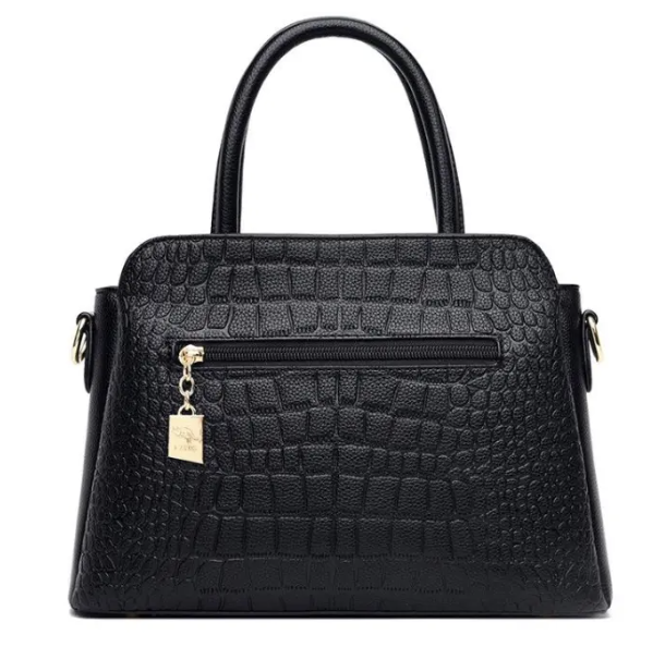 Damen-Handtasche, Krokodildruck, Leder, geräumig, elegant-4