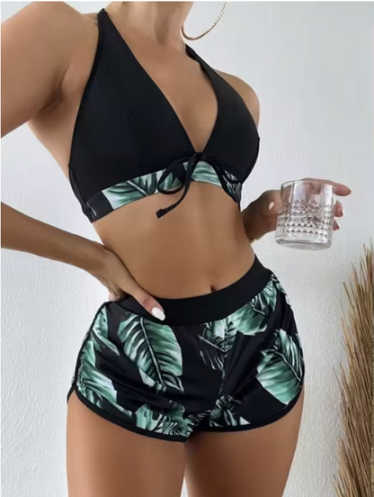 Damen-High-Waist-Dreiecks-Bikini-Set Schnelltrocknender Stoff-4