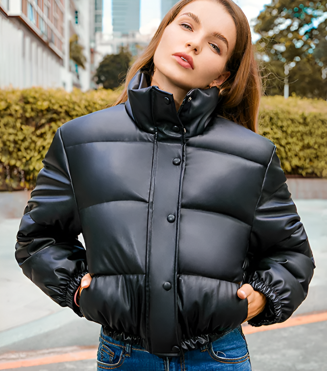 Damen-Lange Winterjacke, trendig nachhaltig synthetisch-1