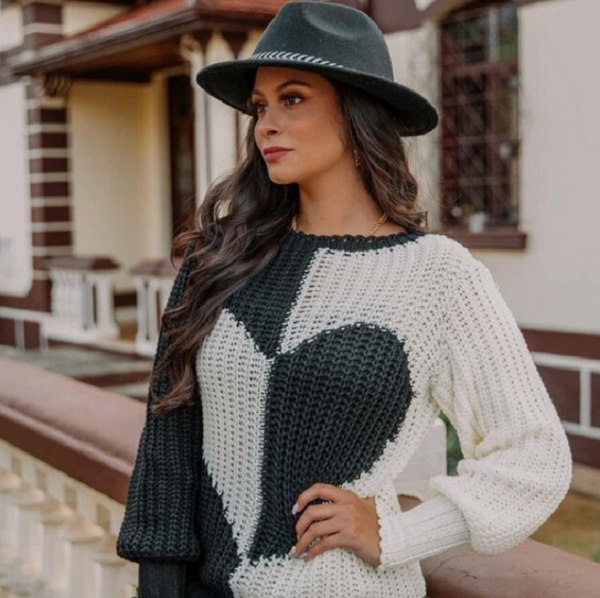 Damen-Strickpullover, aus Kaschmir mit Herzmuster-1