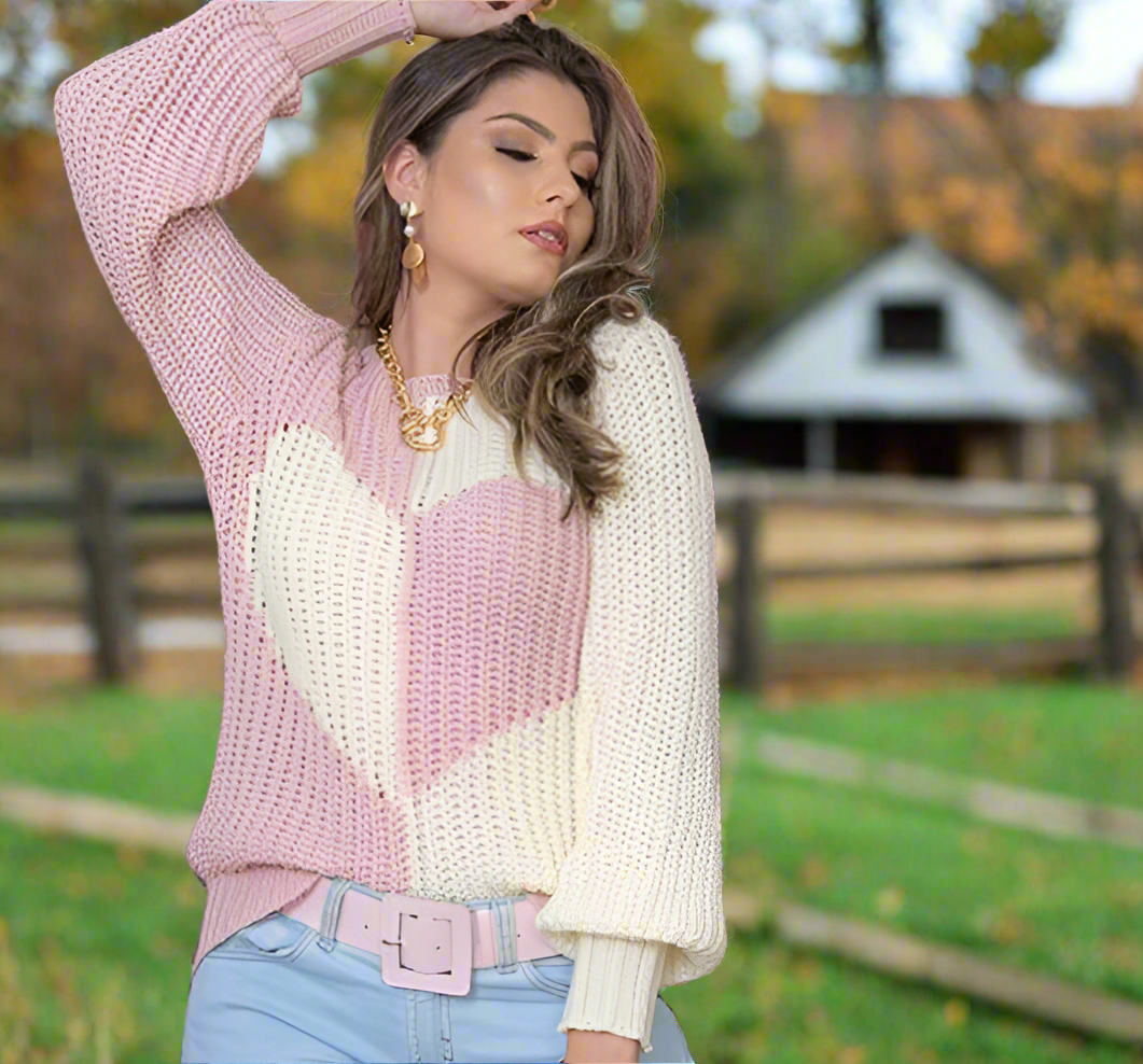 Damen-Strickpullover, aus Kaschmir mit Herzmuster-5