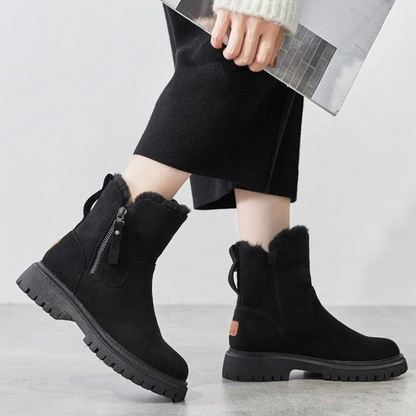 Damen Stiefeletten Klassischer Keilabsatz Hochwertige Stoffmischung-2