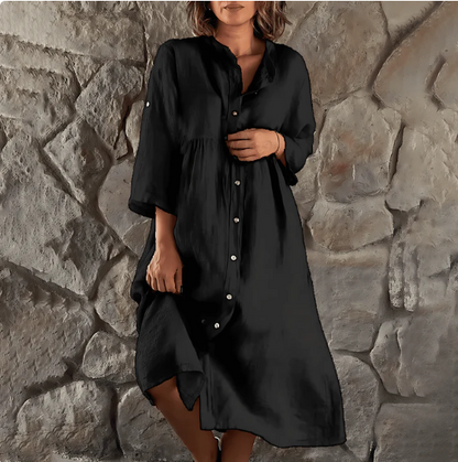 Variant image for Schöne Damenkleider, leichtes Leinenkleid mit lockerer Passform-9