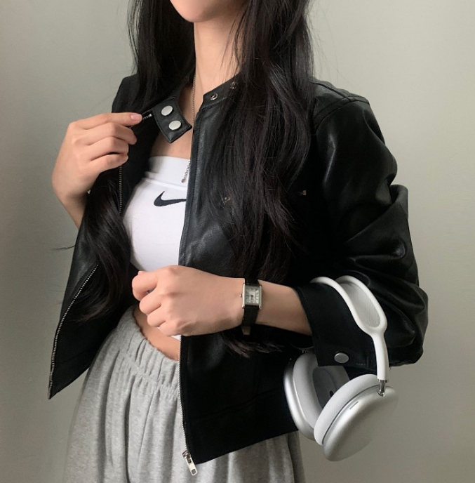 Retro-Damenjacke mit hohem Kragen aus Polyester – trendige Jacke für Alltag und formelle Anlässe 6