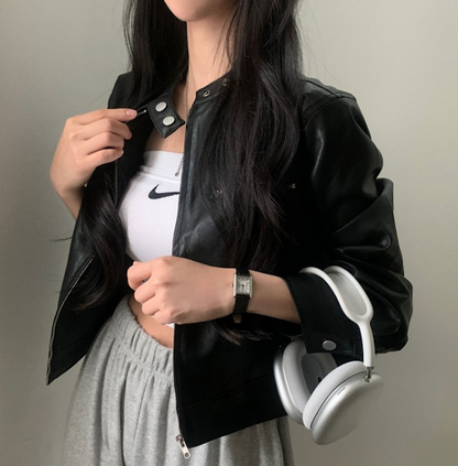 Retro-Damenjacke mit hohem Kragen aus Polyester – trendige Jacke für Alltag und formelle Anlässe 6