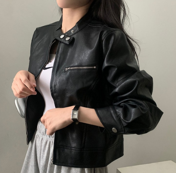 Damenjacke im Retro-Stil aus Polyester mit hohem Kragen – trendige Jacke für Alltag und formelle Anlässe 4
