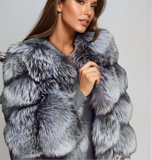 Damen-Pelzmantel, elegant, Kunstfell, weich-2