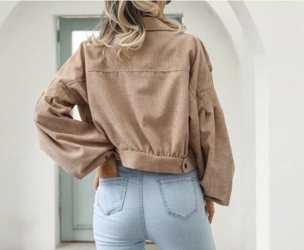 Frühlingsjacke Damen Kurz Leicht Polyester Elegantes Design-3