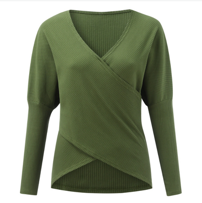 Damen-Strickpullover, Criss-Cross, V-Ausschnitt, weiches Acryl-3