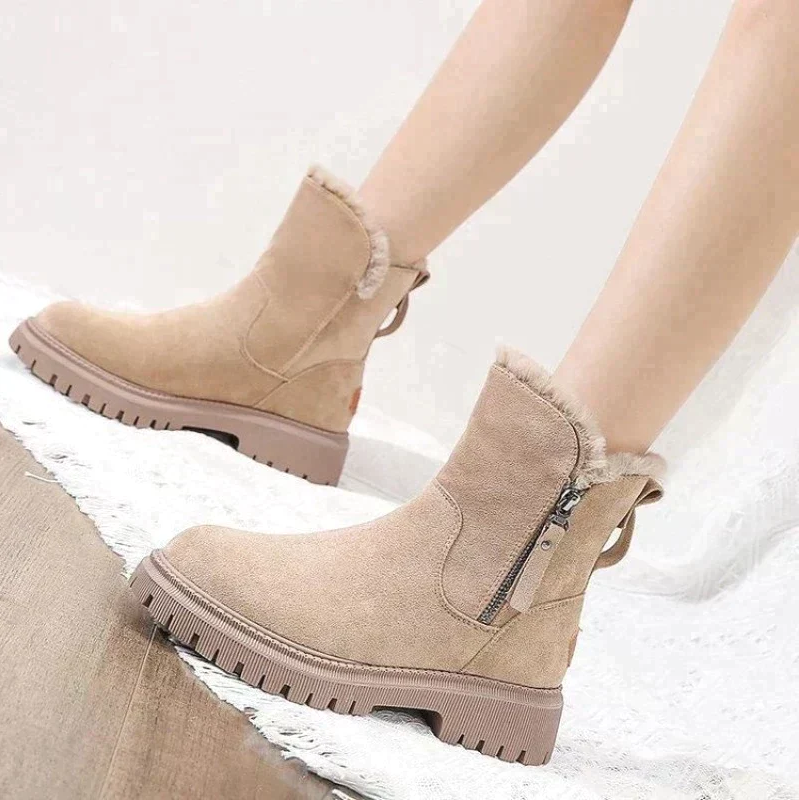 Damen Stiefeletten Klassischer Keilabsatz Hochwertige Stoffmischung-3