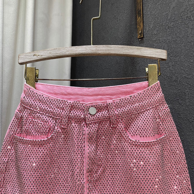 Damen-Jeansrock A-Linienform mit Strass-Details aus Denim-6
