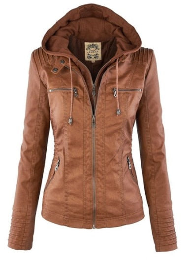 Damen-Kapuzenjacke aus Kunstleder – modernes Design mit Taschen und bequemer Passform, in mehreren Größen erhältlich 8