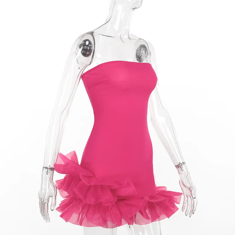 Damenkleid Schulterfrei mit Spitzendetails, Minikleid aus Baumwolle und Polyester-6