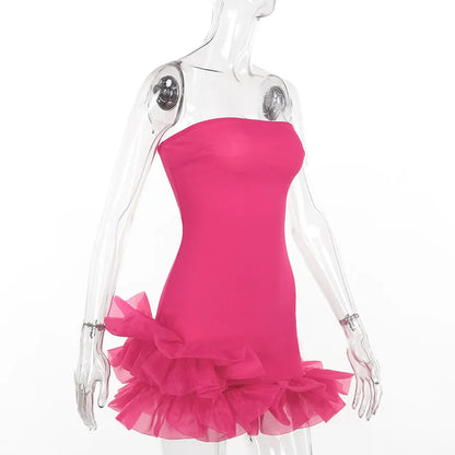 Damenkleid Schulterfrei mit Spitzendetails, Minikleid aus Baumwolle und Polyester-6