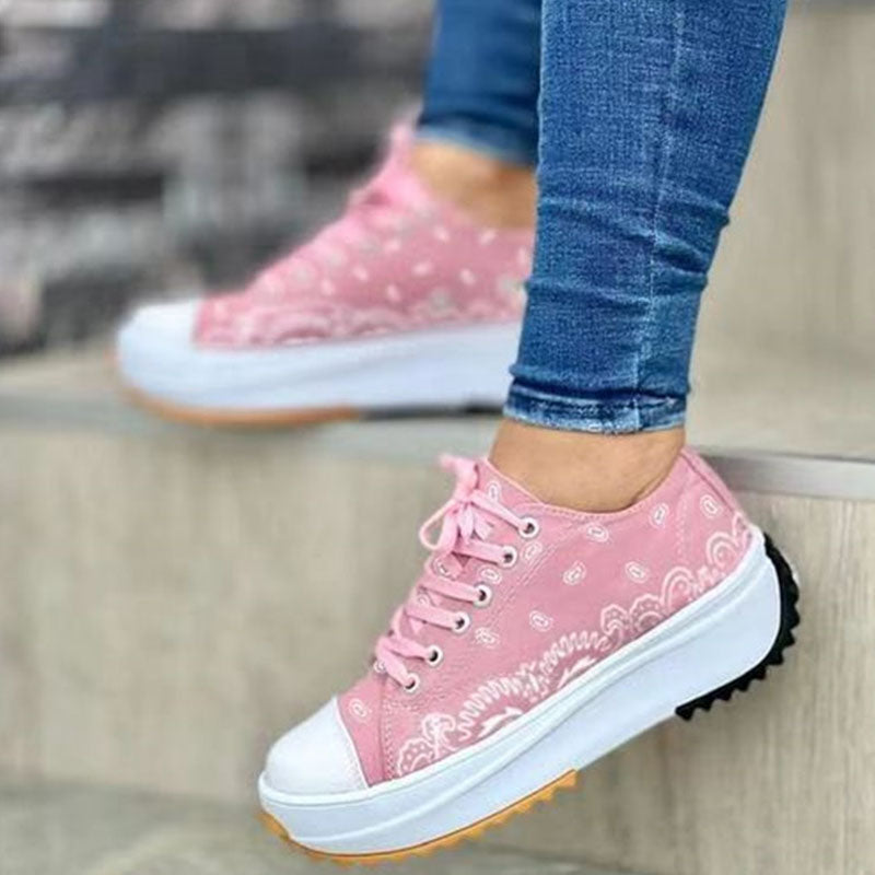 Damen Sneakers Geblümtes Design Canvas-2