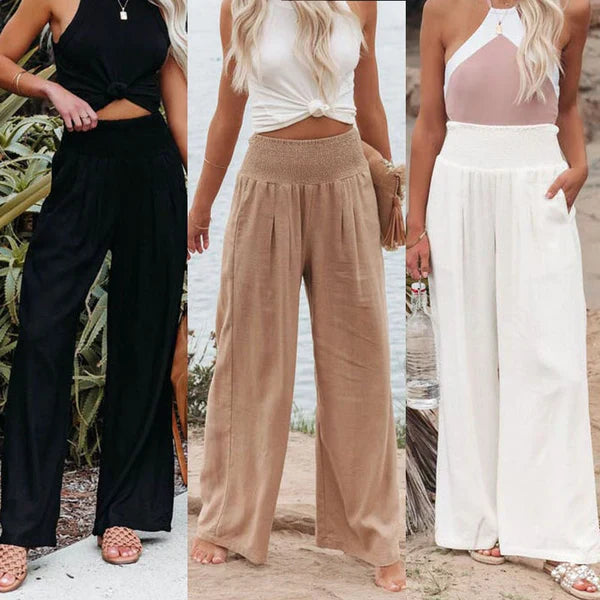 Damen-Hose, weiter Schnitt, weiches Material, italienischer Stil-3