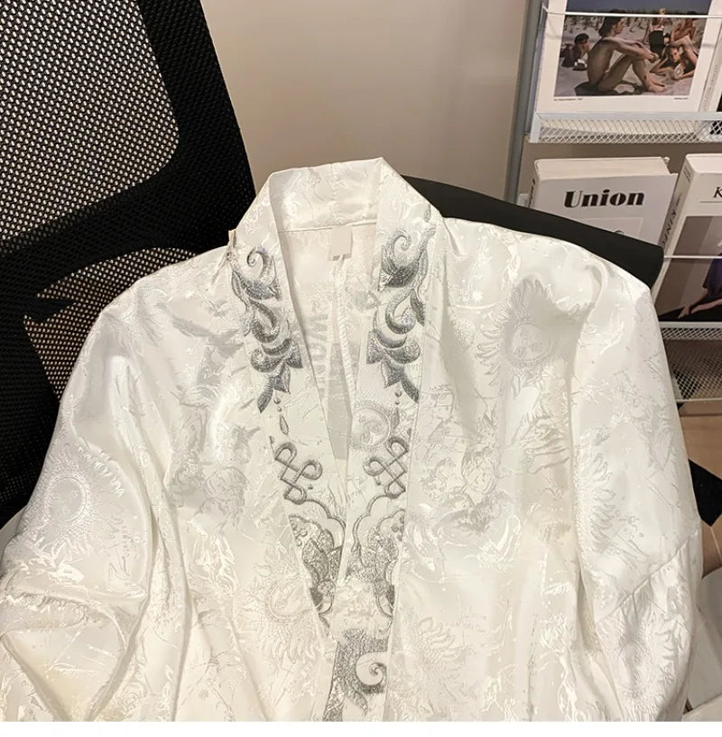 Bluse Damen Geblümt V-Ausschnitt Lange Ärmel Satin-3