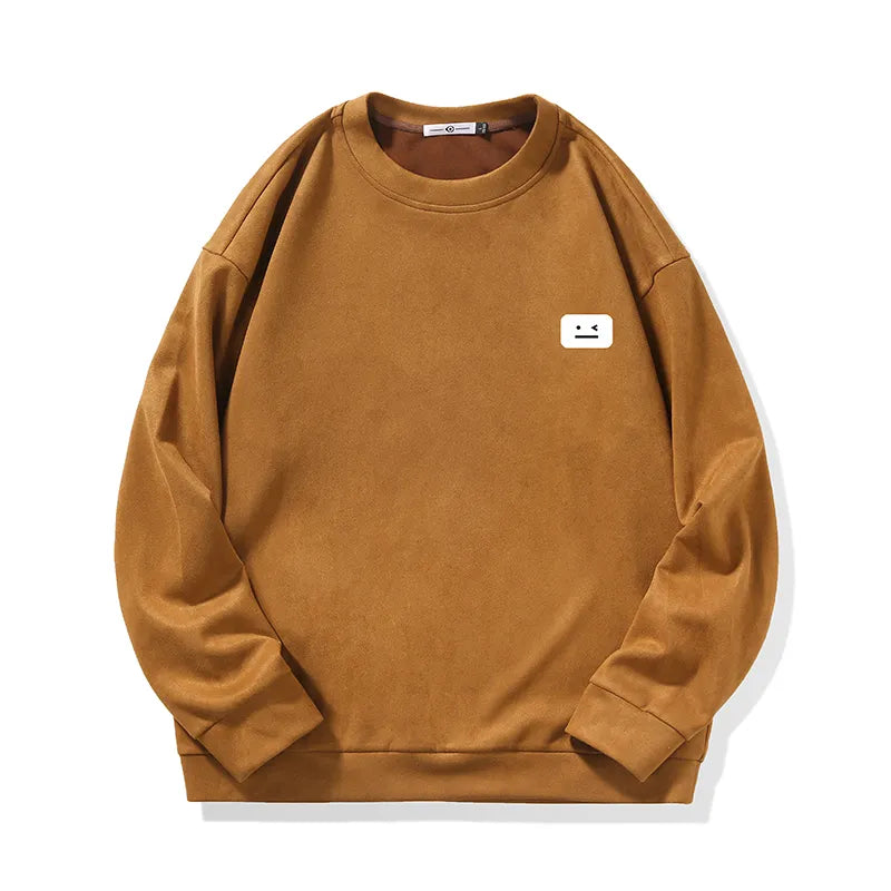 Herren-Pullover, minimalistischer Rundhals, weiche Baumwolle, mit grafischem Detail-1