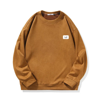 Herren-Pullover, minimalistischer Rundhals, weiche Baumwolle, mit grafischem Detail-1