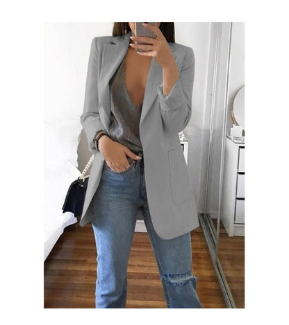 Damen-Blazer-Cardigan, Slim Fit, mit Polokragen aus Polyester – elegant und bequem für Alltag und Fest 3