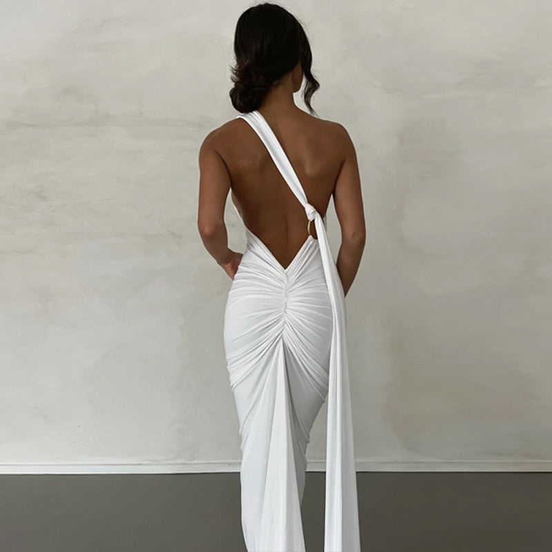 Maxikleid Damen mit Rückendesign Fishtail Polyester Elasthan 2