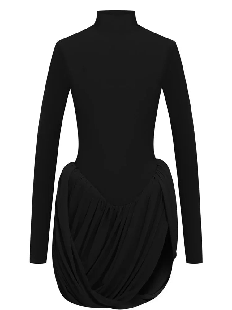 Damen-Kleid, figurbetont, zeitlos, Rollkragen, Polyester-1