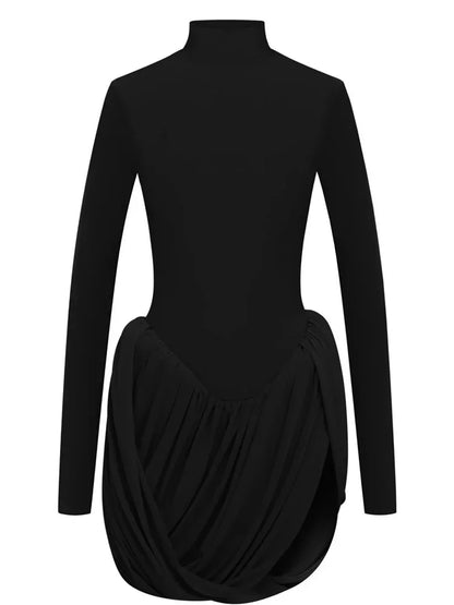 Damen-Kleid, figurbetont, zeitlos, Rollkragen, Polyester-1