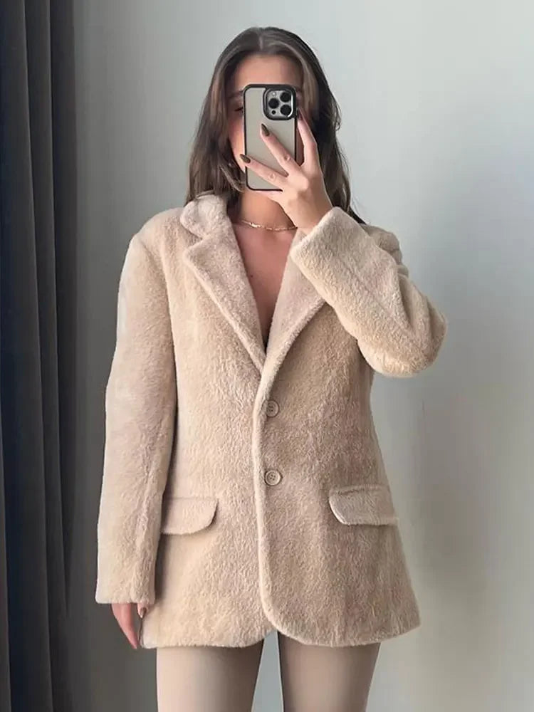 Damenjacke Wasserfest Fleece Elegant Normale Passform-5