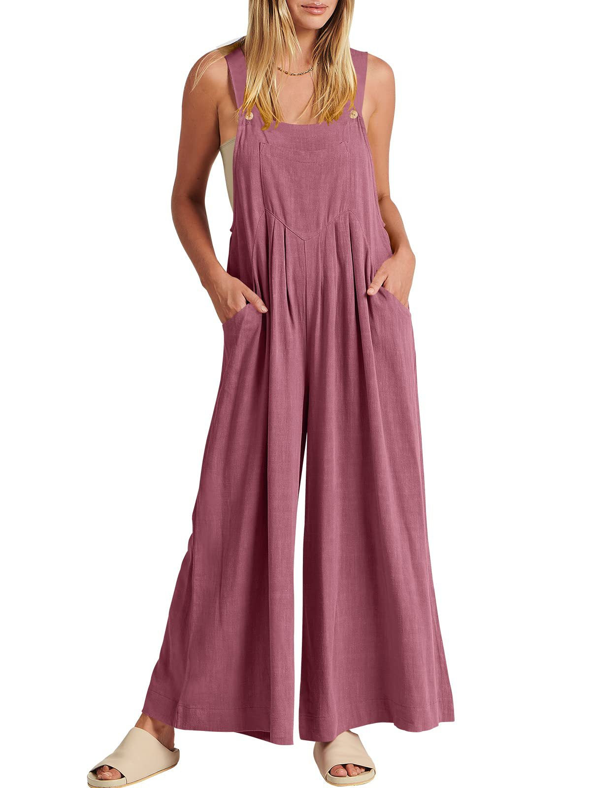 Variant image for Damen-Jumpsuit Ärmellos Weites Bein Polyester-59