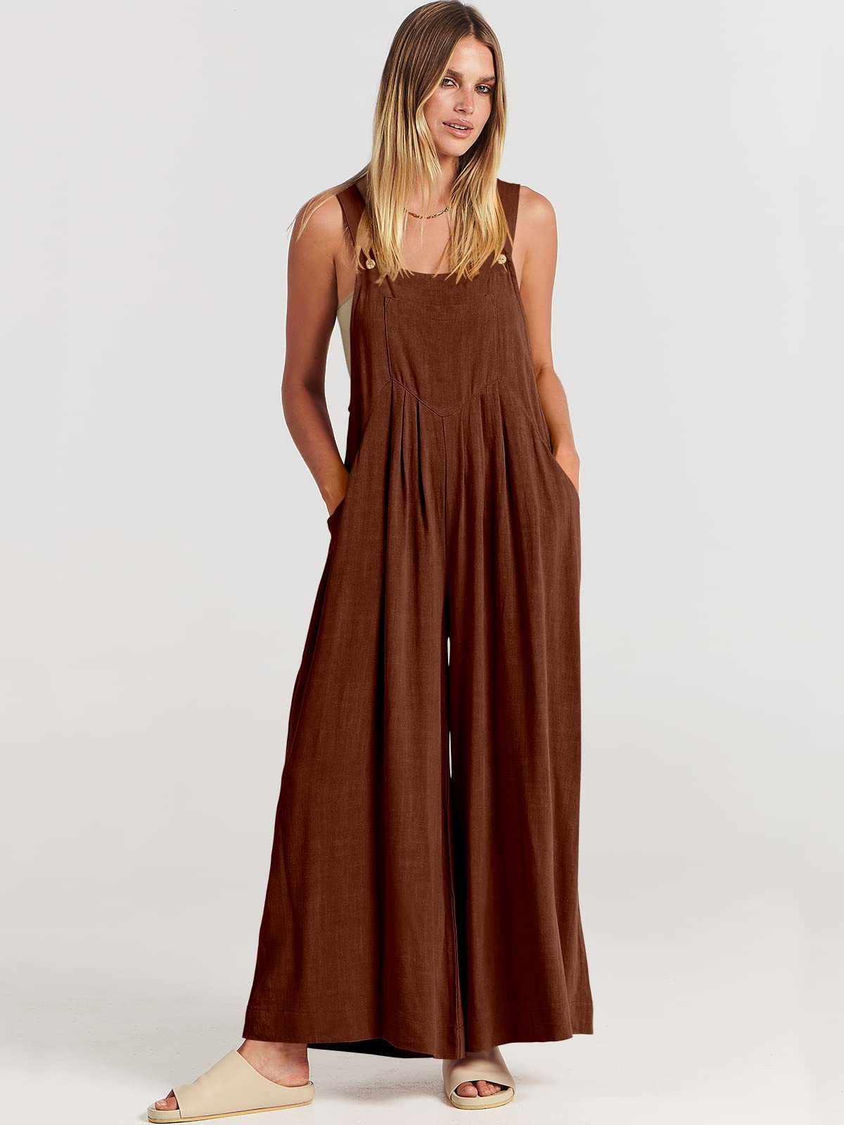 Variant image for Damen-Jumpsuit Ärmellos Weites Bein Polyester-25
