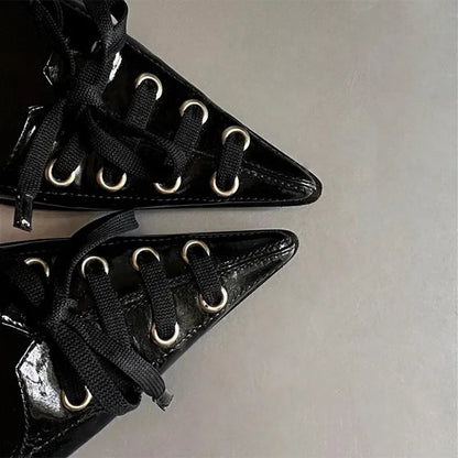 Damen-Pumps, spitze Absätze, PU-Material-5