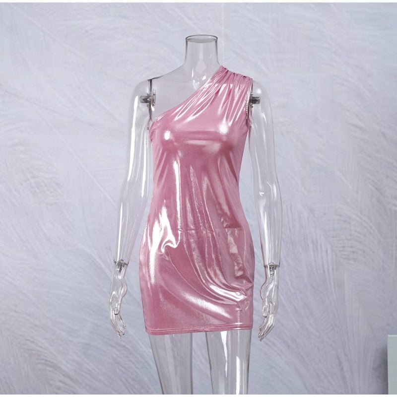 Asymmetrisches Mini-Kleid für Damen aus Synthetikfaser – leichter Stretch, schmale Silhouette, perfekt für Abendveranstaltungen 1