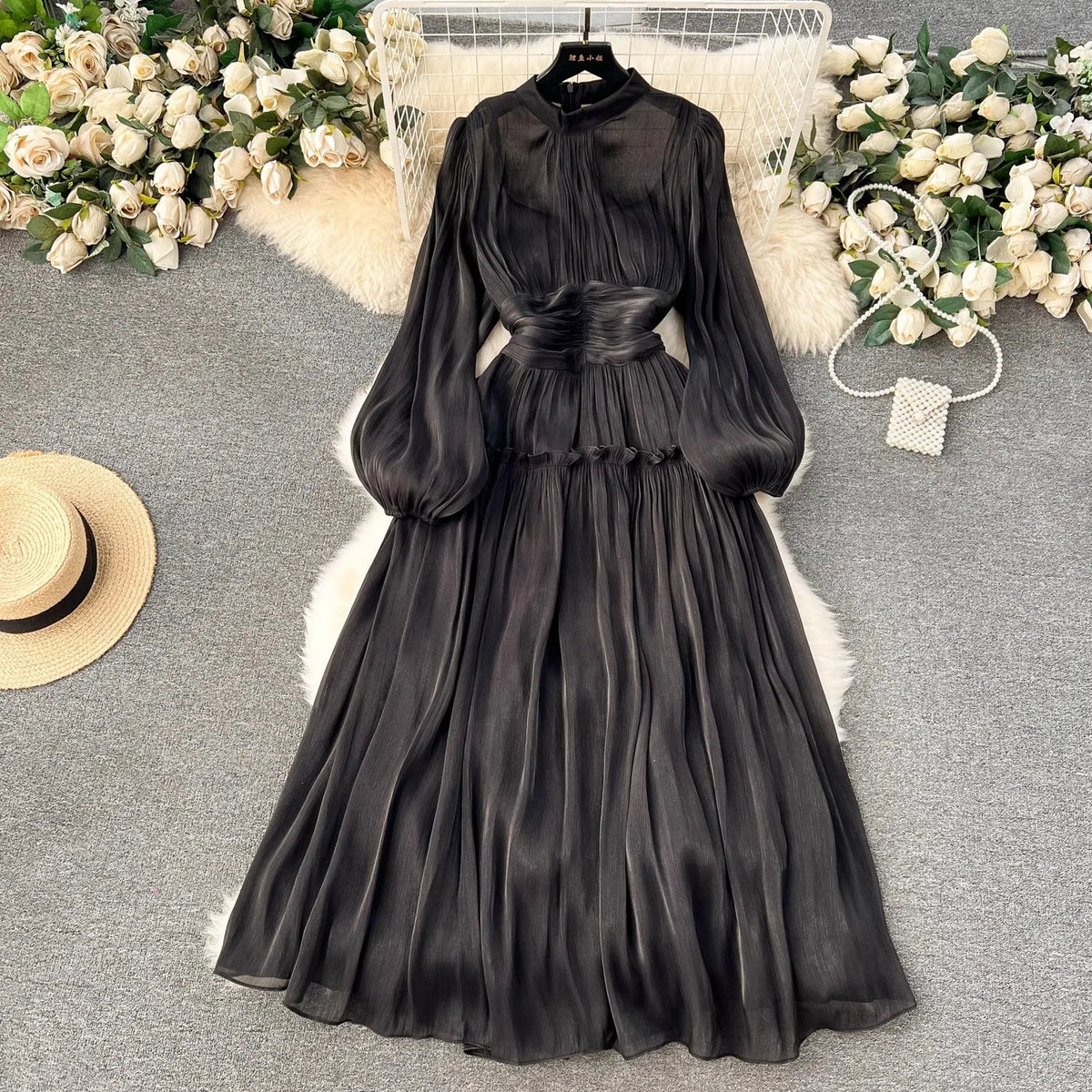 Maxikleid für Damen in A-Linie aus Polyester mit Reißverschluss für Party und Hochzeit – Elegantes langes Kleid für Frauen 9