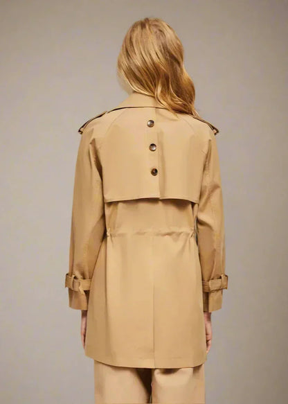 Damen-Trenchcoat, langes klassisches Polyester, mit integriertem Gürtel-2